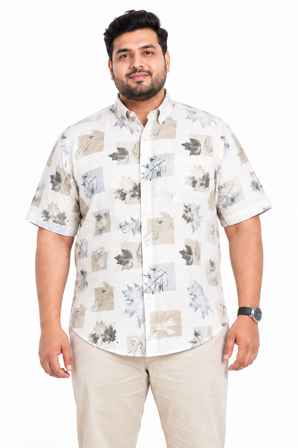 Big MEND Beige Printed Rayon Shirt product image