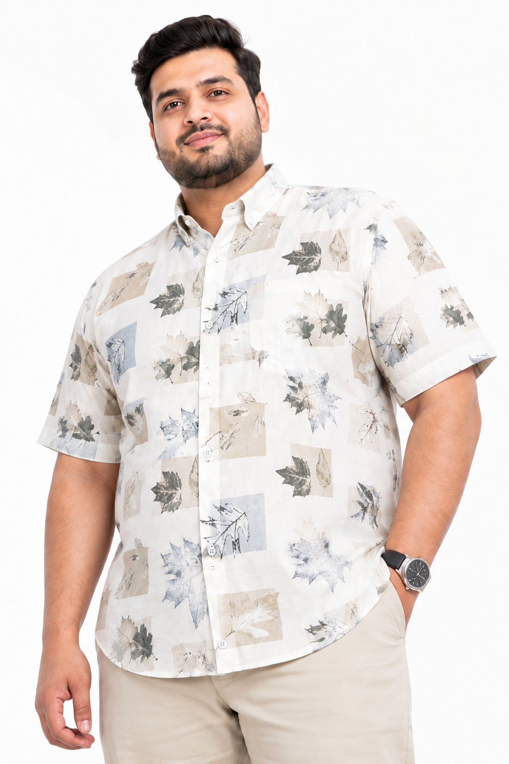 Big MEND Beige Printed Rayon Shirt product image