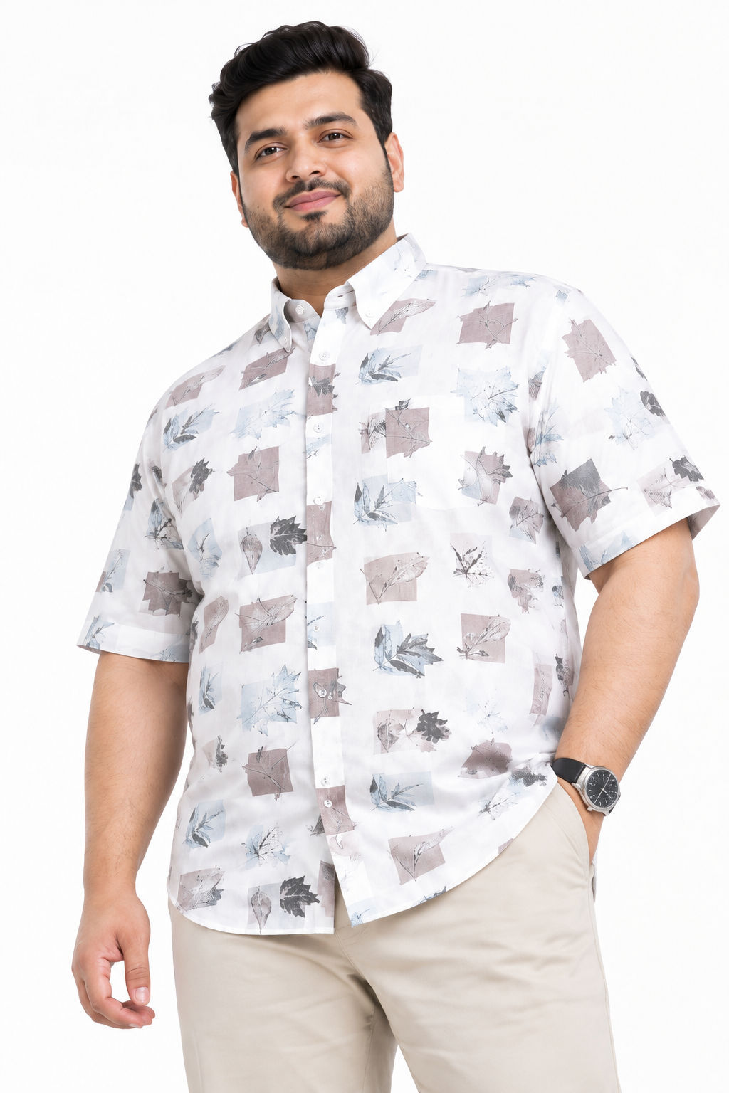 Big MEND Dusty Pink Printed Rayon Shirt product image