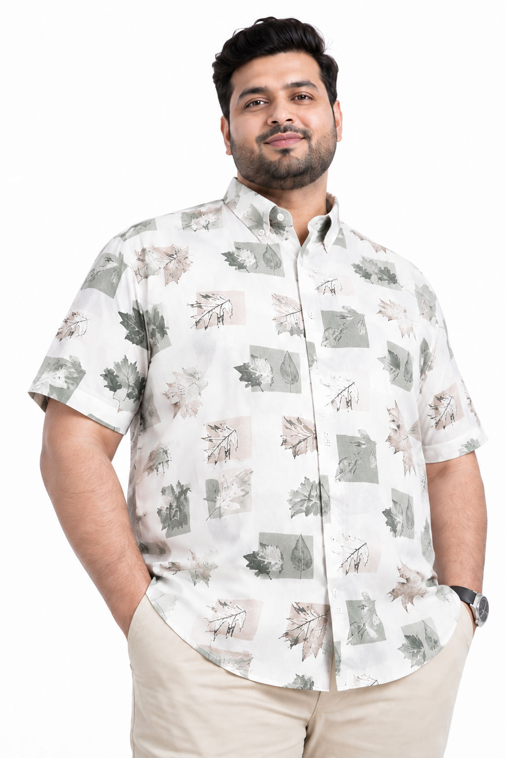 Big MEND Light Green Printed Rayon Shirt product image