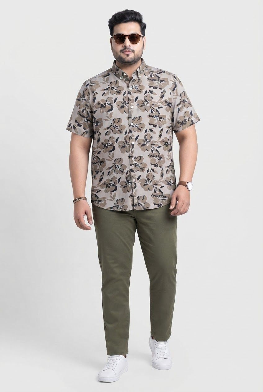 Big MEND Natural Printed Rayon Semi Slim Fit Half Sleeve Shirt product image