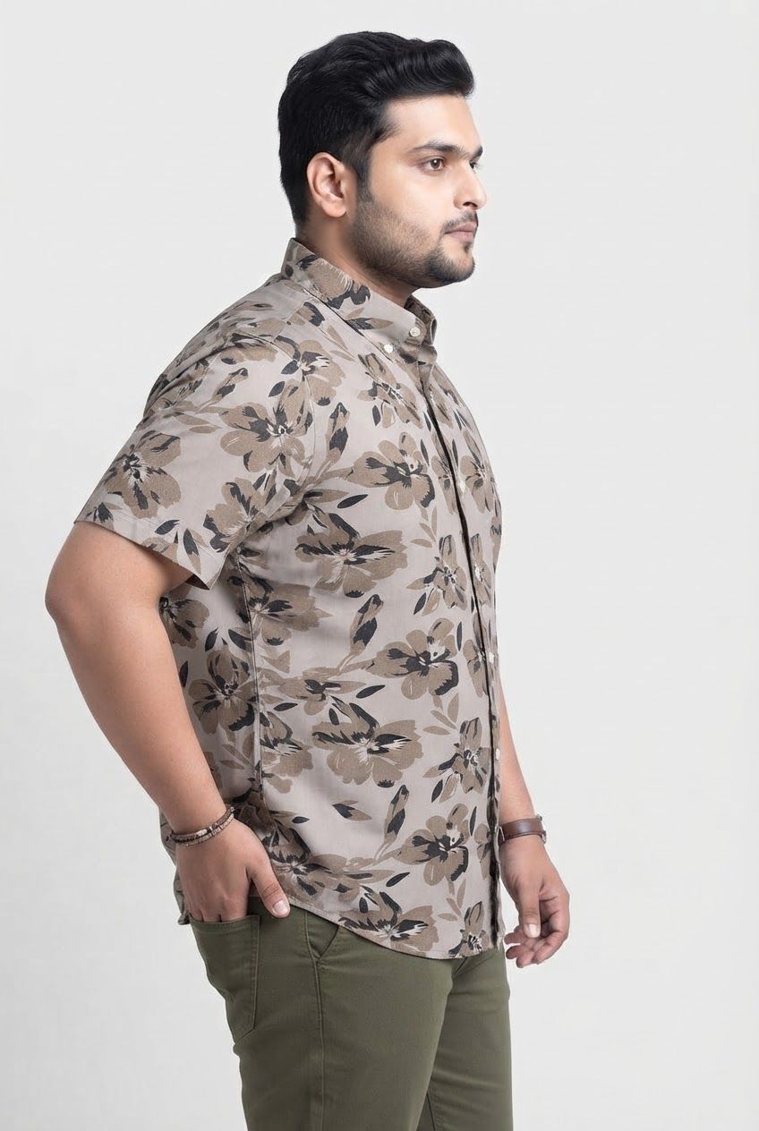Big MEND Natural Printed Rayon Semi Slim Fit Half Sleeve Shirt product image
