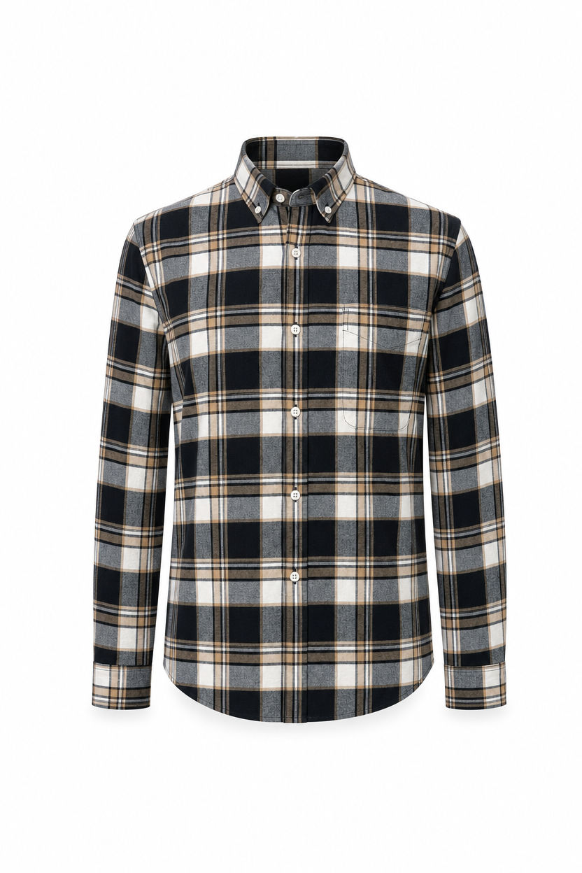 Black Checked Brush Semi Slim Fit Full Sleeve Shirt product image