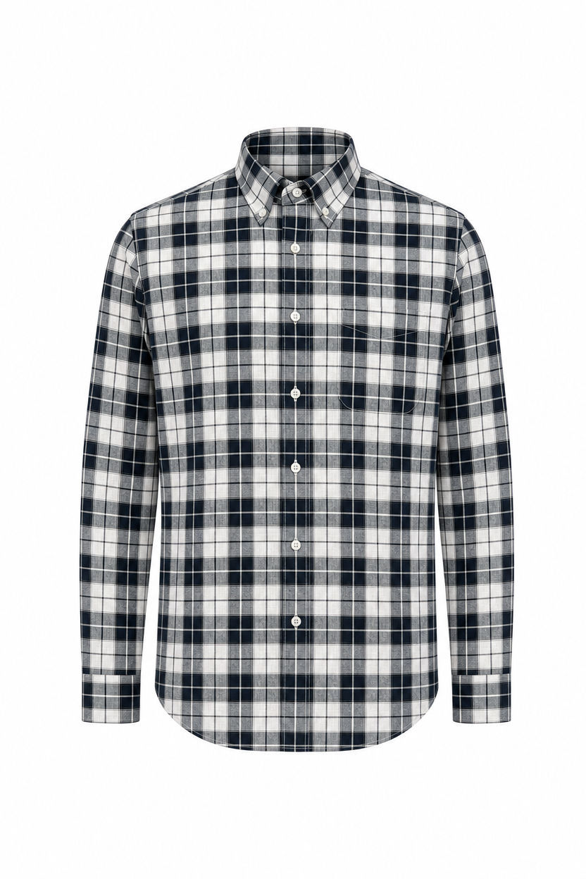 Black Checks Linen Semi Slim Fit Full Sleeve Shirt product image