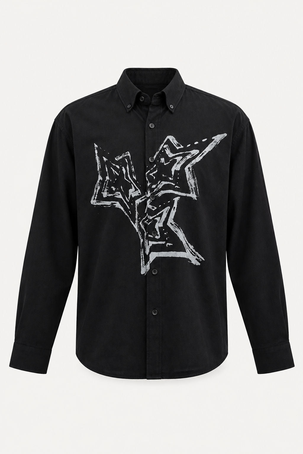 Black Printed Cotton Drop Shoulder Full Sleeve Shirt product image