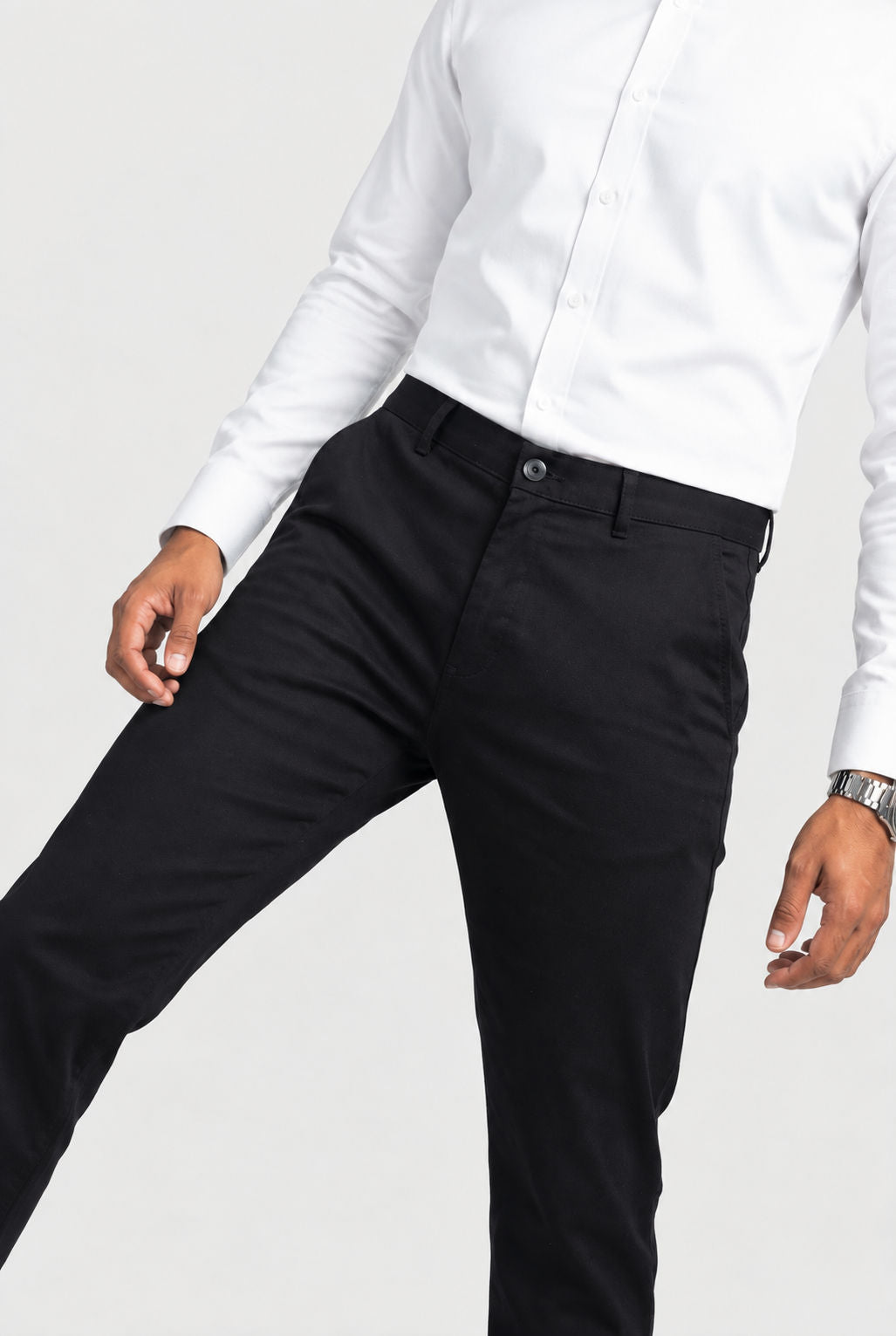 Black Solid Cotton Semi Slim Fit Trouser product image