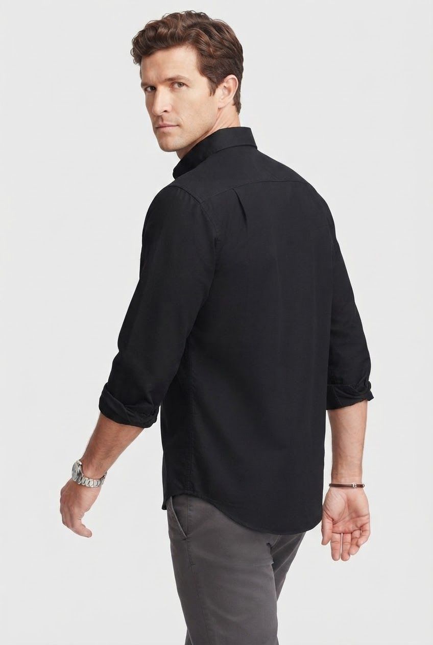 Black Solid Oxford Semi Slim Fit Full Sleeve Shirt product image