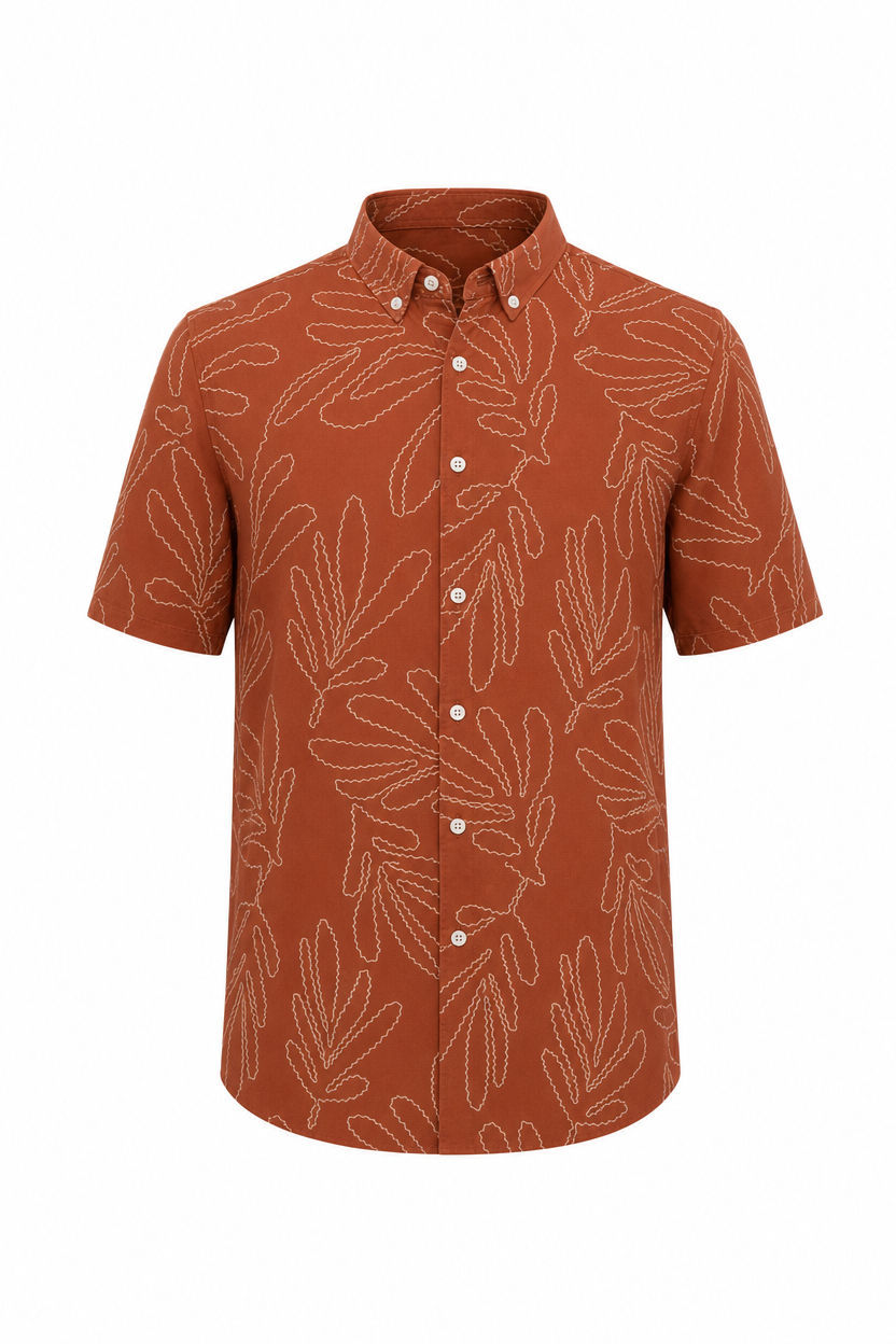 Brick Printed Rayon Semi Slim Fit Half Sleeve Shirt product image