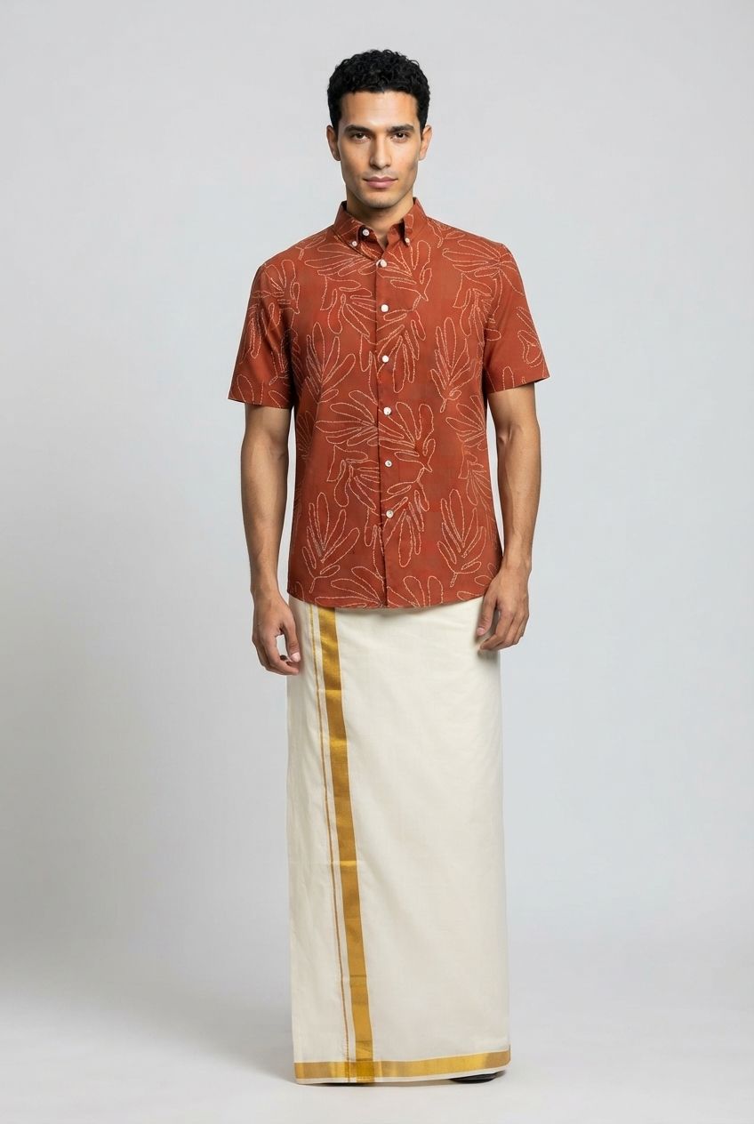 Brick Printed Rayon Semi Slim Fit Half Sleeve Shirt product image