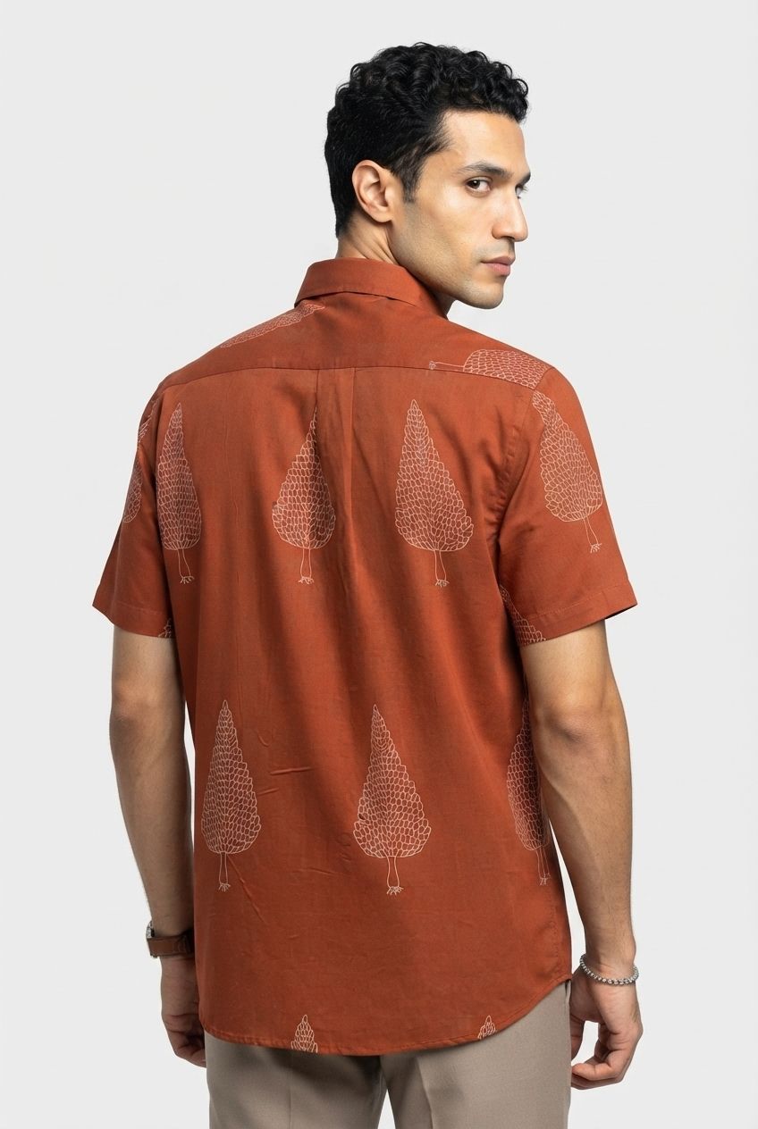 Brick Printed Rayon Semi Slim Fit Shirt product image