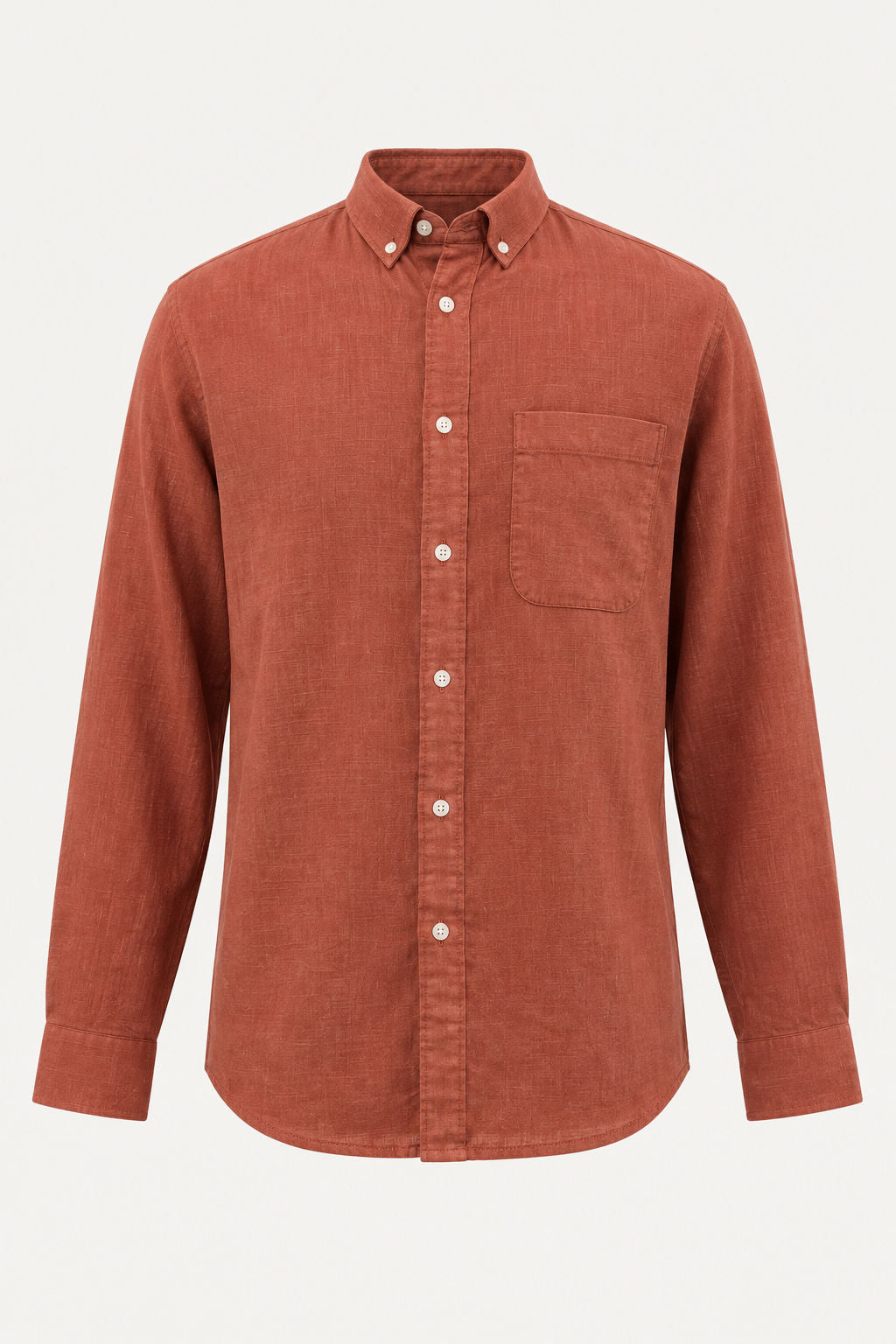 Brick Solid Linen Semi Slim Fit Full Sleeve Shirt product image