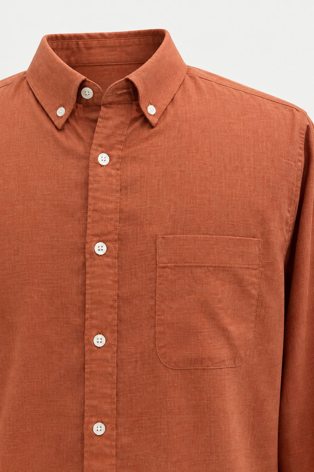 Brick Solid Linen Semi Slim Fit Full Sleeve Shirt product image