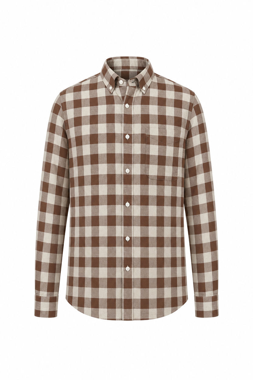Brown Checked Oxford Semi Slim Fit Full Sleeve Shirt product image