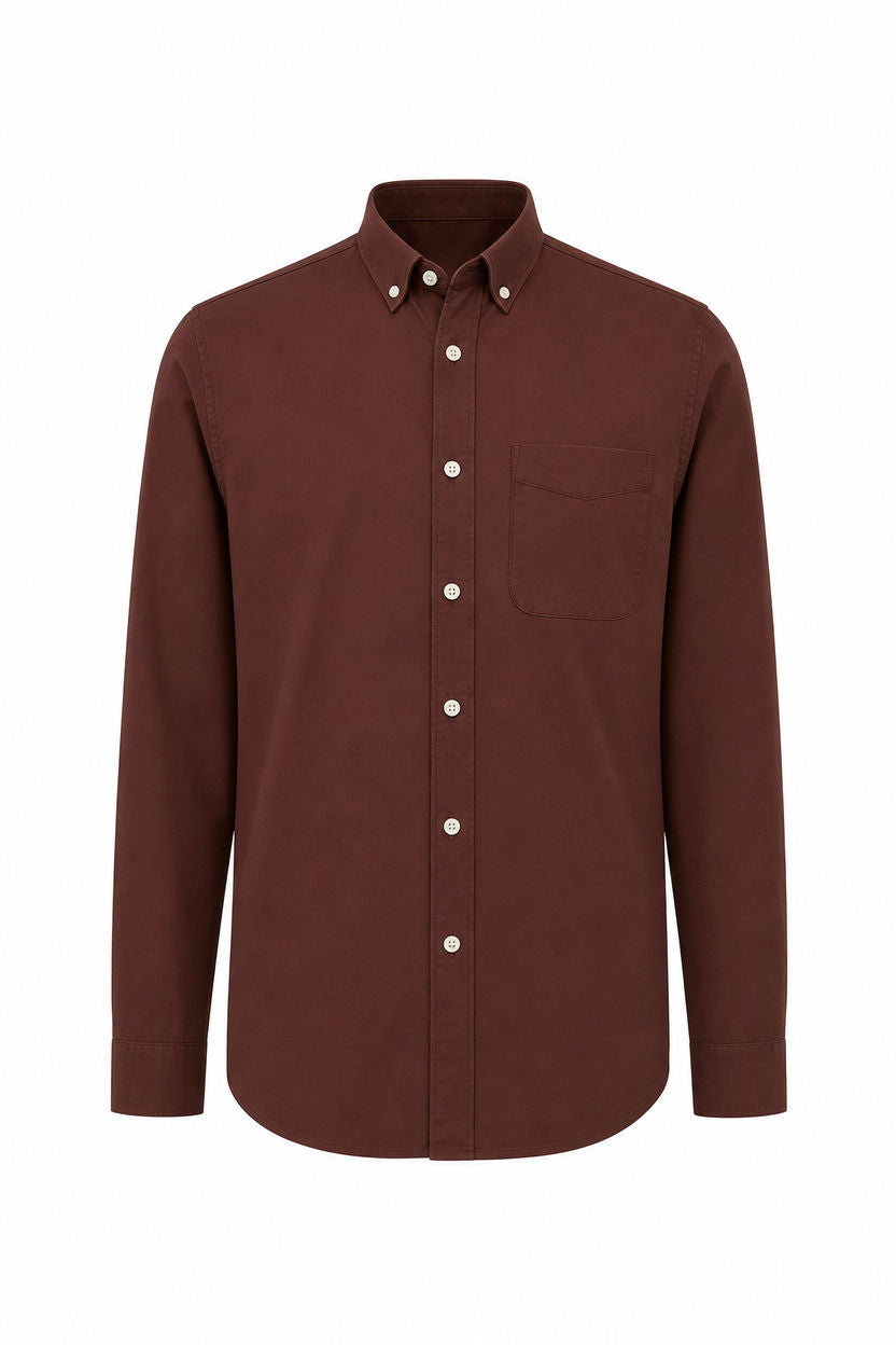 Brown Solid Oxford Semi Slim Fit Full Sleeve Shirt product image