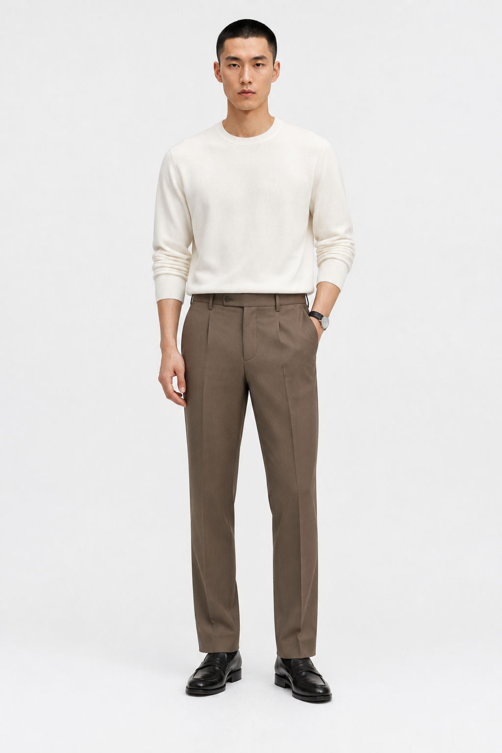 Brown Solid Semi Slim Fit Half Sleeve Trouser product image