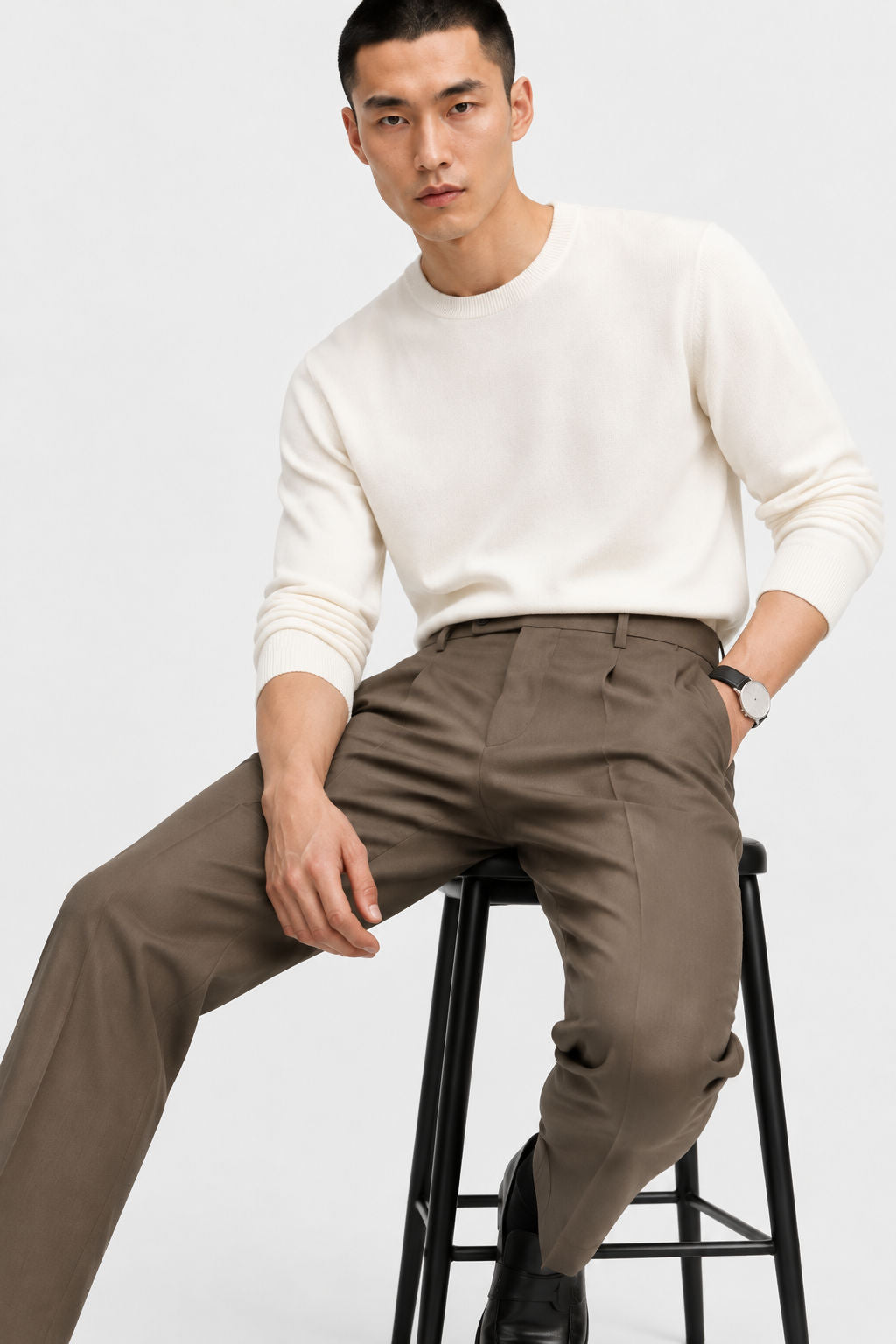 Brown Solid Semi Slim Fit Half Sleeve Trouser product image