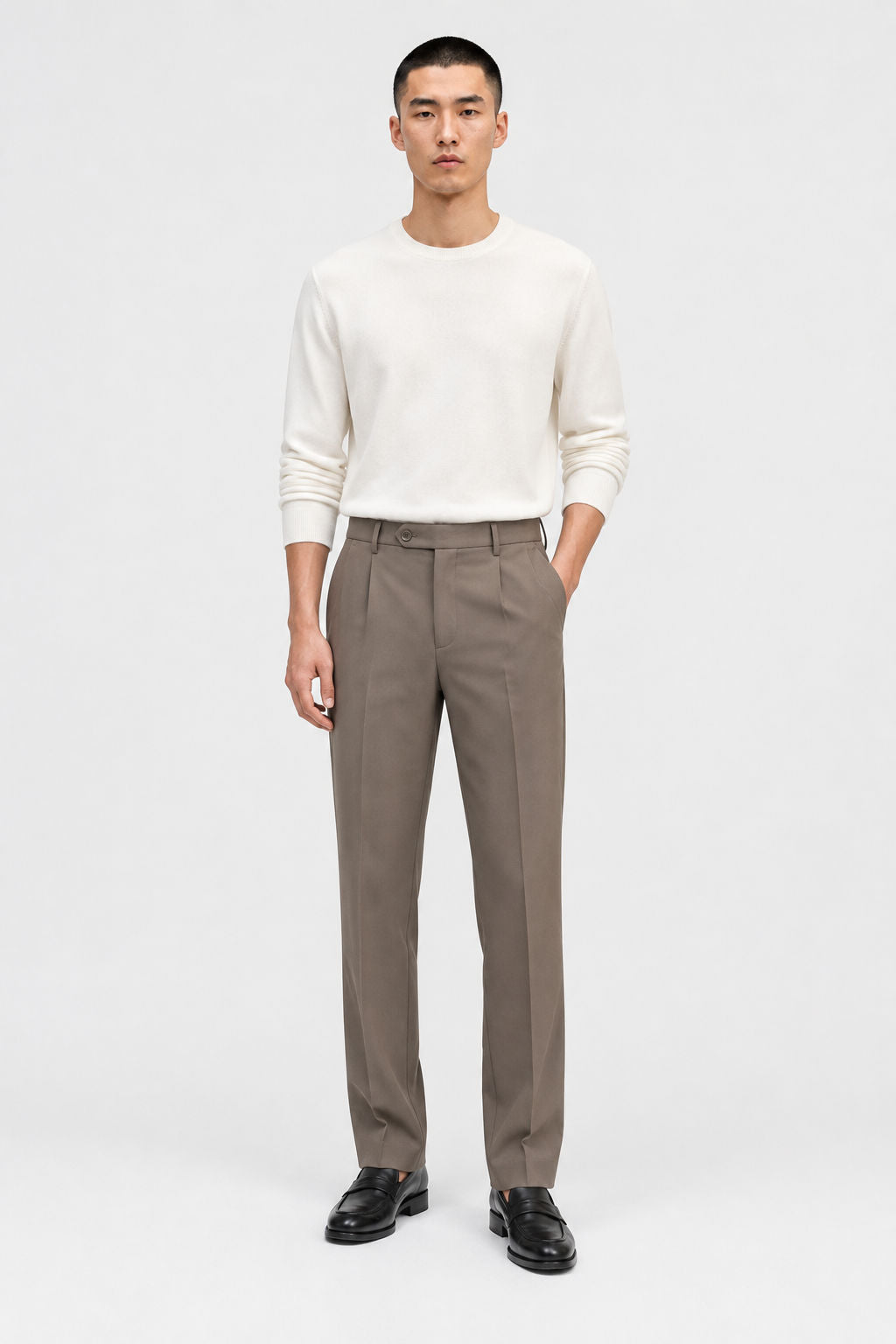 Coffee Brown Solid Semi Slim Fit Half Sleeve Trouser product image