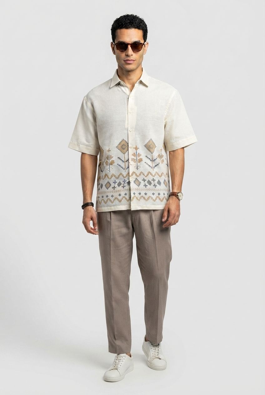 Cream Yellow Printed Shirt product image
