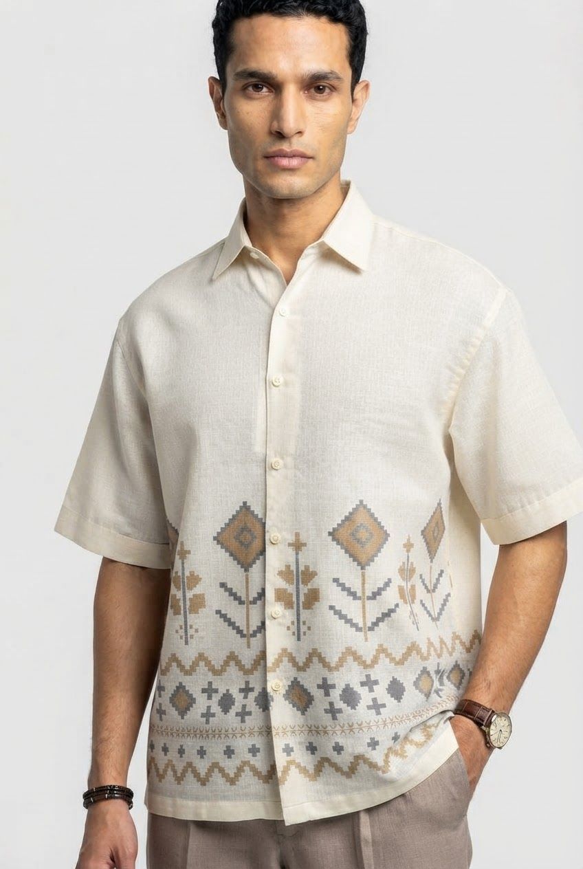 Cream Yellow Printed Shirt product image