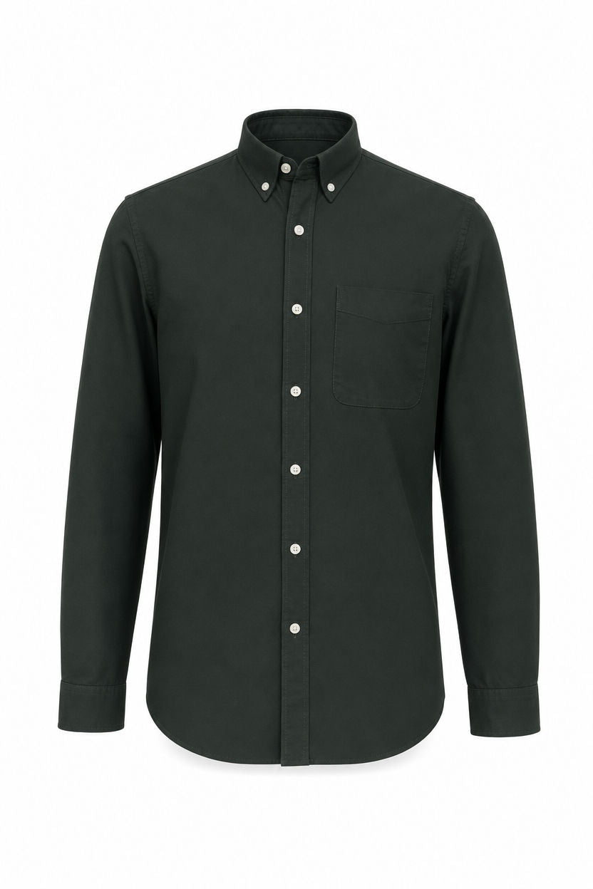 Dark Green Solid Oxford Semi Slim Fit Full Sleeve Shirt product image