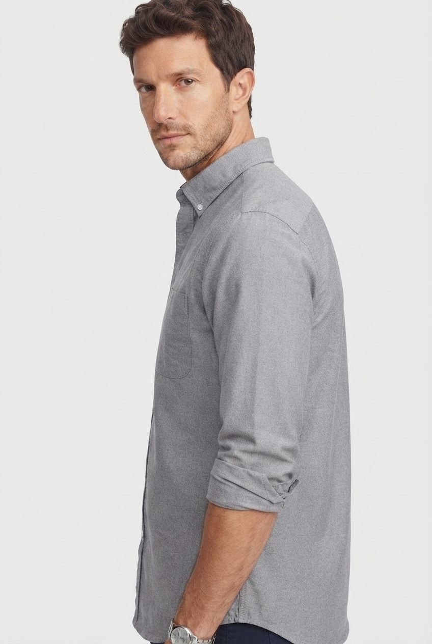 Dark Grey Solid Oxford Semi Slim Fit Full Sleeve Shirt product image