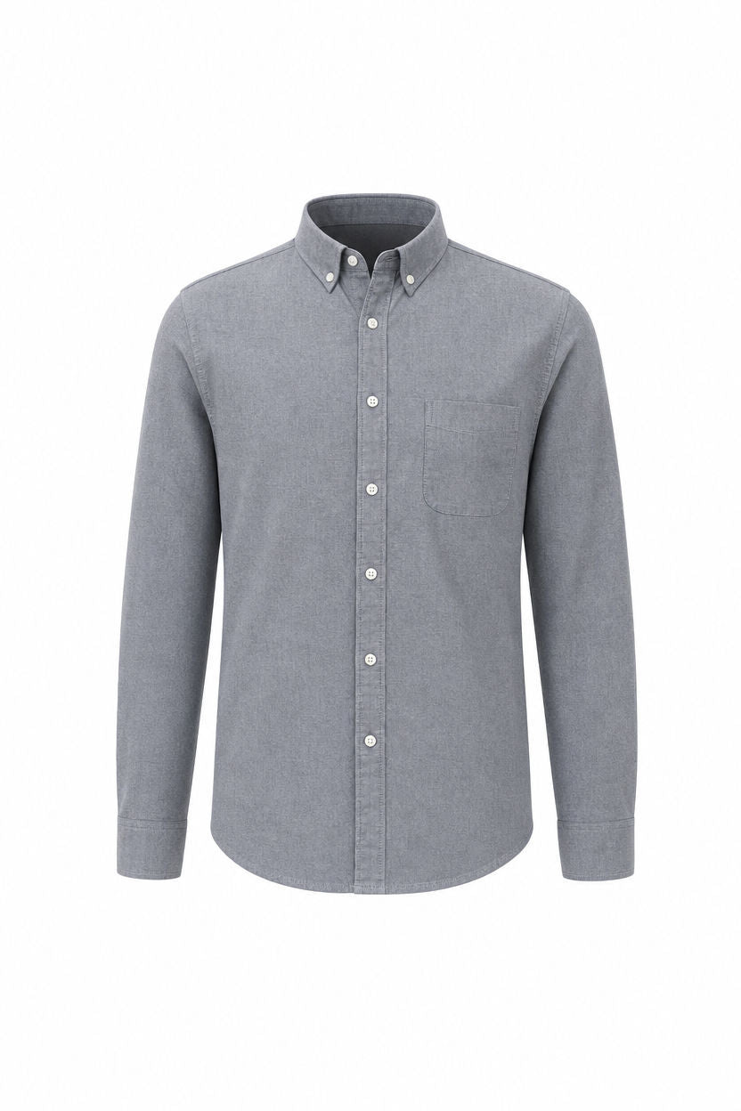 Dark Grey Solid Oxford Semi Slim Fit Full Sleeve Shirt product image