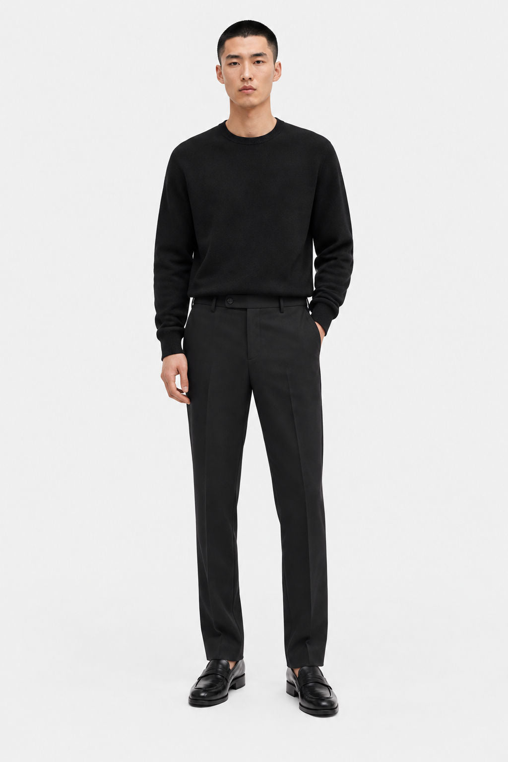 Dark Navy Solid Semi Slim Fit Half Sleeve Trouser product image