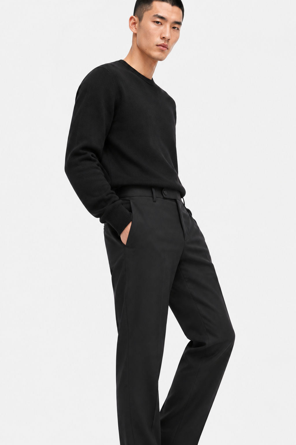 Dark Navy Solid Semi Slim Fit Half Sleeve Trouser product image
