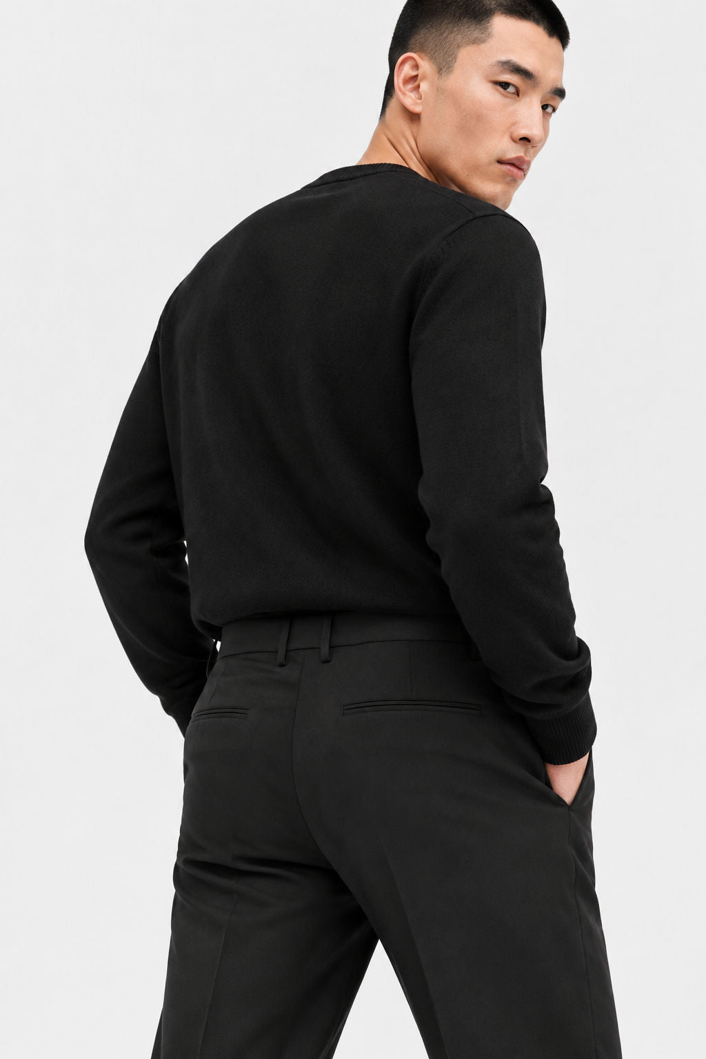 Dark Navy Solid Semi Slim Fit Half Sleeve Trouser product image