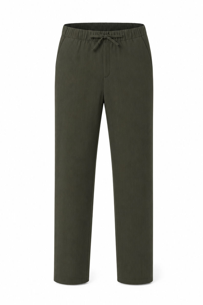 Dark Olive Solid Linen Semi Slim Fit Half Sleeve Trouser product image