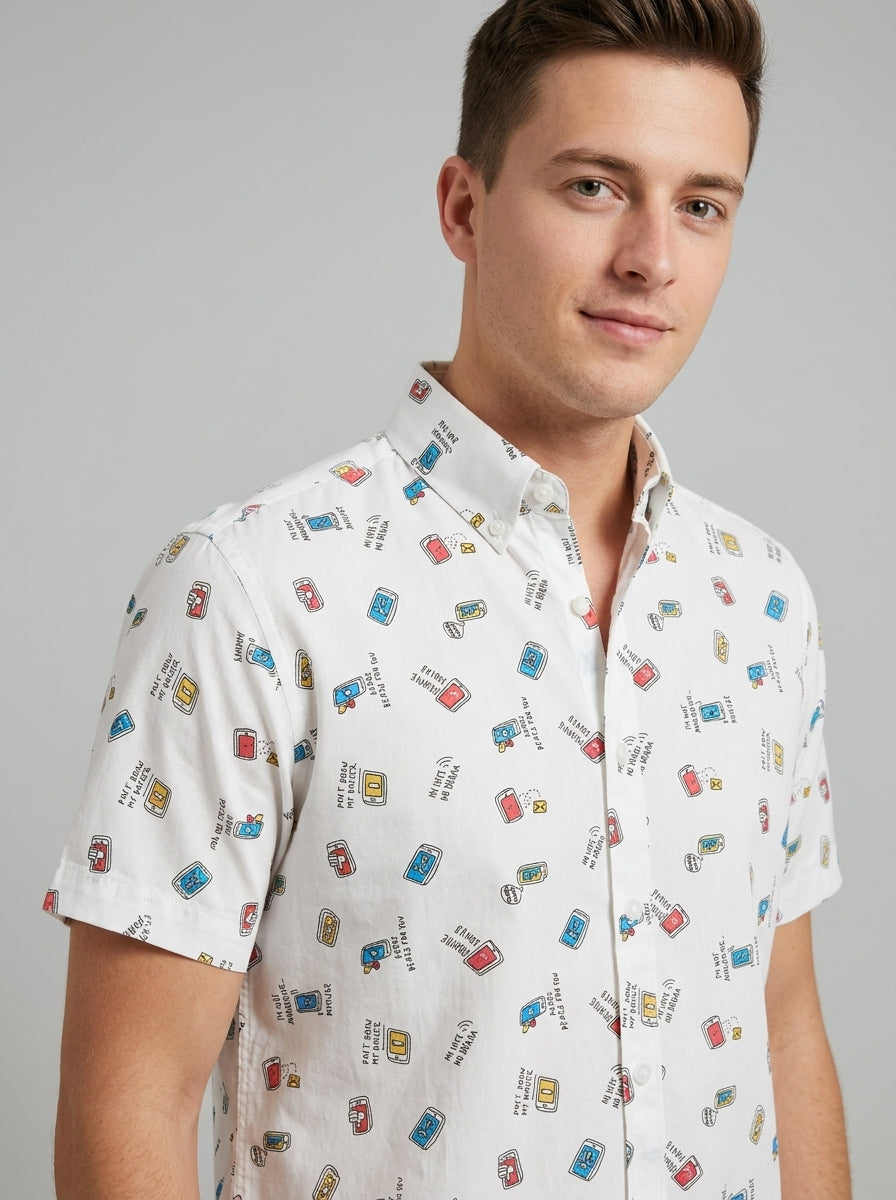 White Sky Rayon Printed Shirt-thumbmail-1
