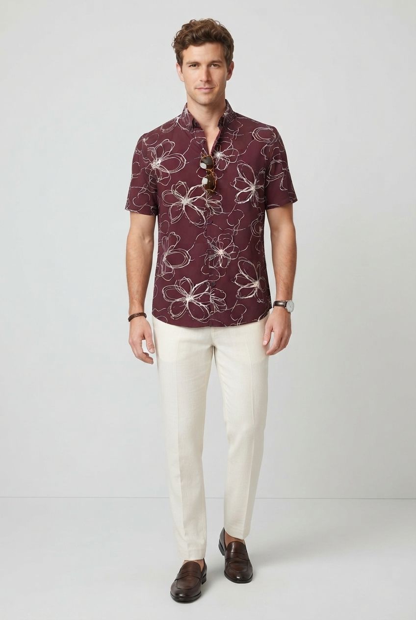 Grape Printed Rayon Semi Slim Fit Half Sleeve Shirt product image