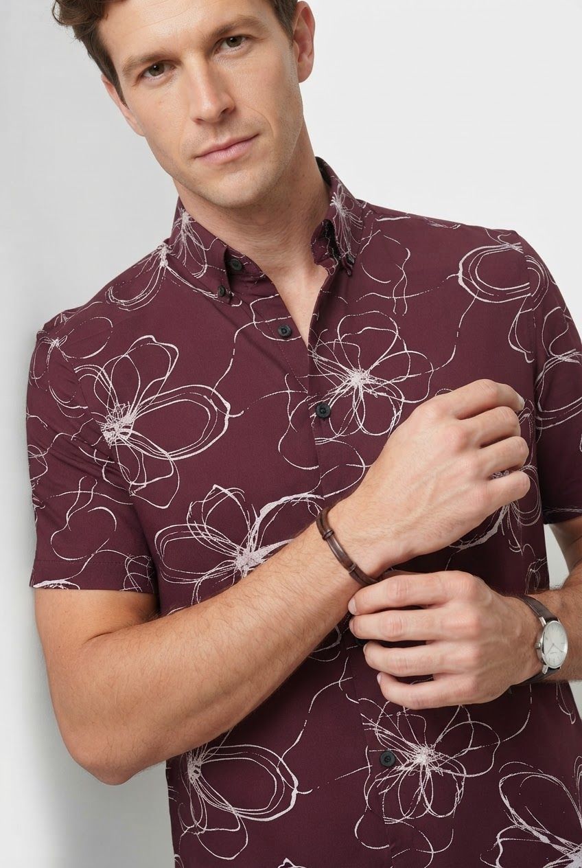 Grape Printed Rayon Semi Slim Fit Half Sleeve Shirt product image