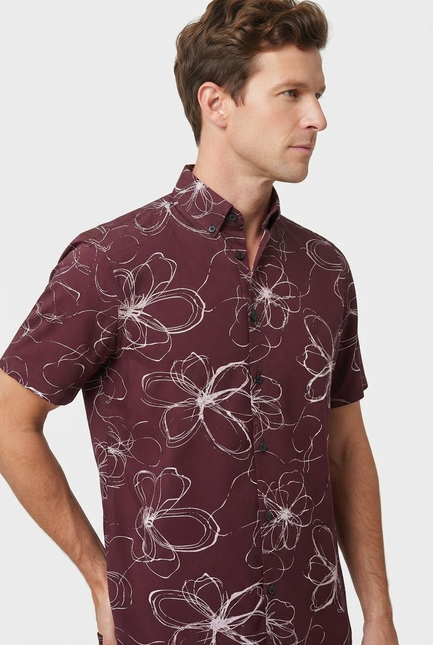 Grape Printed Rayon Semi Slim Fit Half Sleeve Shirt product image