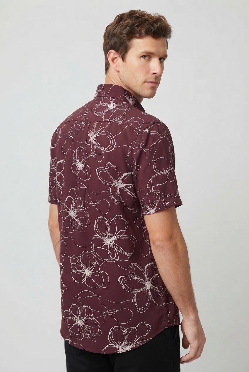 Grape Printed Rayon Semi Slim Fit Half Sleeve Shirt product image