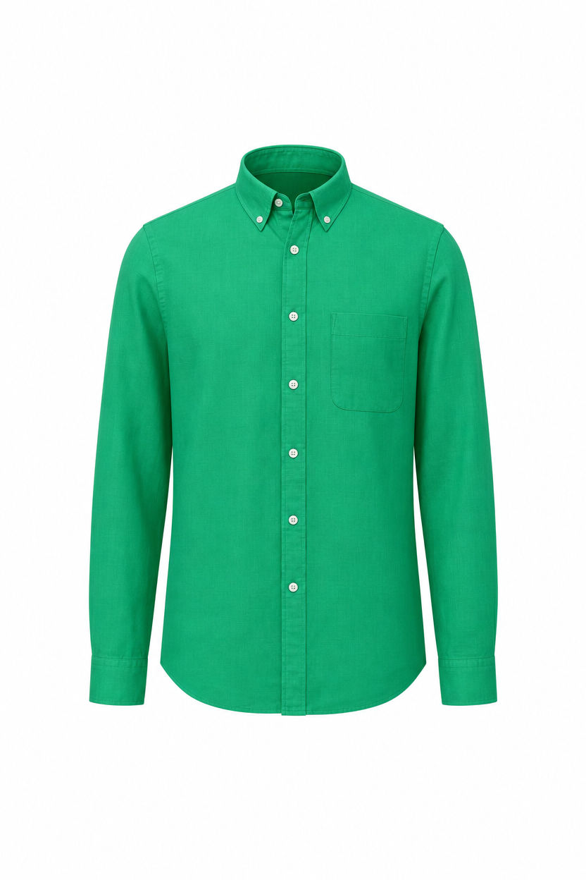 Green Solid Linen Semi Slim Fit Full Sleeve Shirt product image