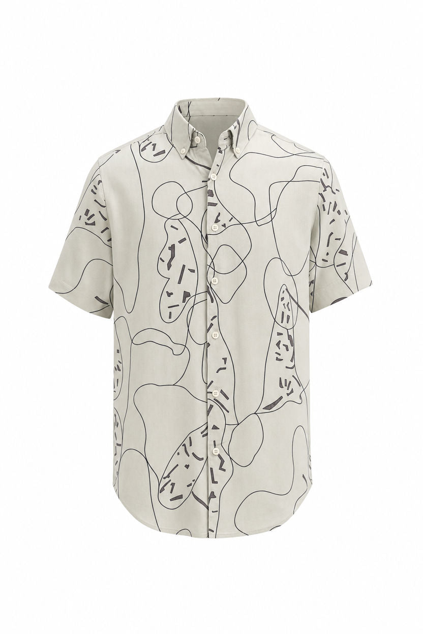 Ivory Printed Rayon Semi Slim Fit Shirt product image