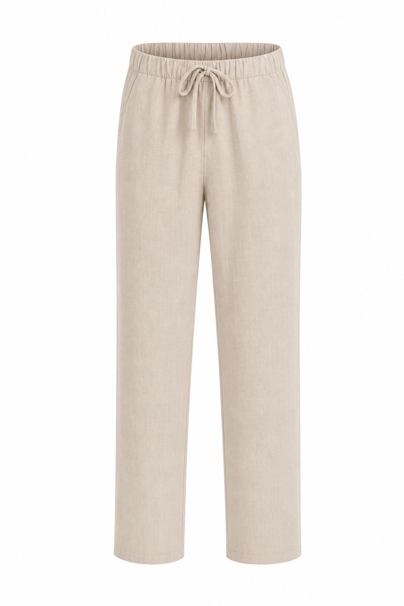 Ivory Solid Linen Semi Slim Fit Half Sleeve Trouser product image