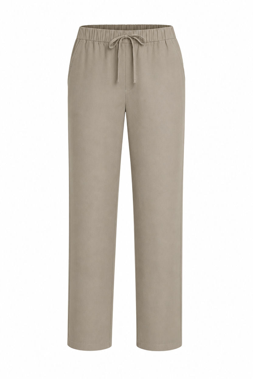 Khaki Solid Linen Semi Slim Fit Half Sleeve Trouser product image