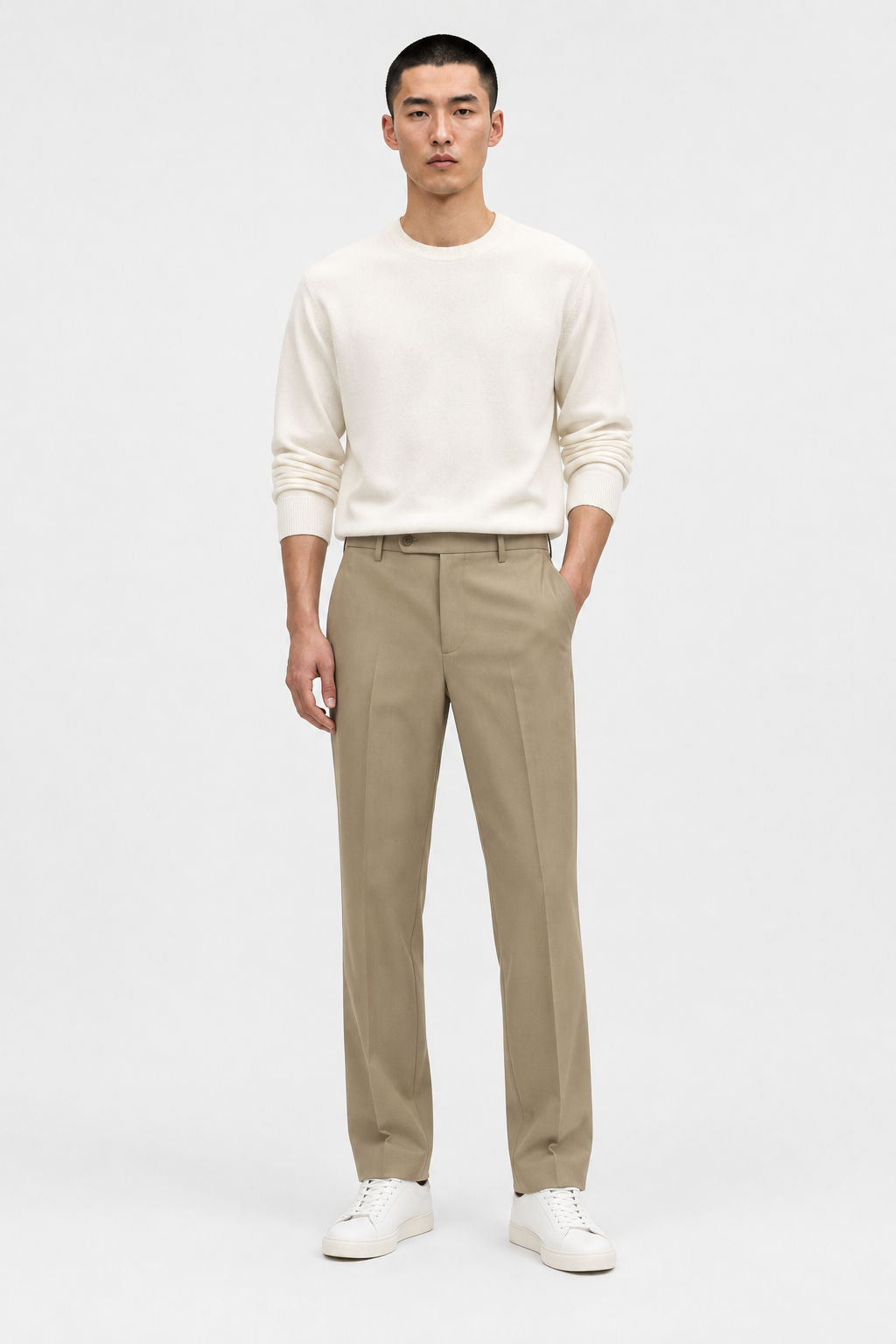 Khaki Solid Semi Slim Fit Half Sleeve Trouser product image