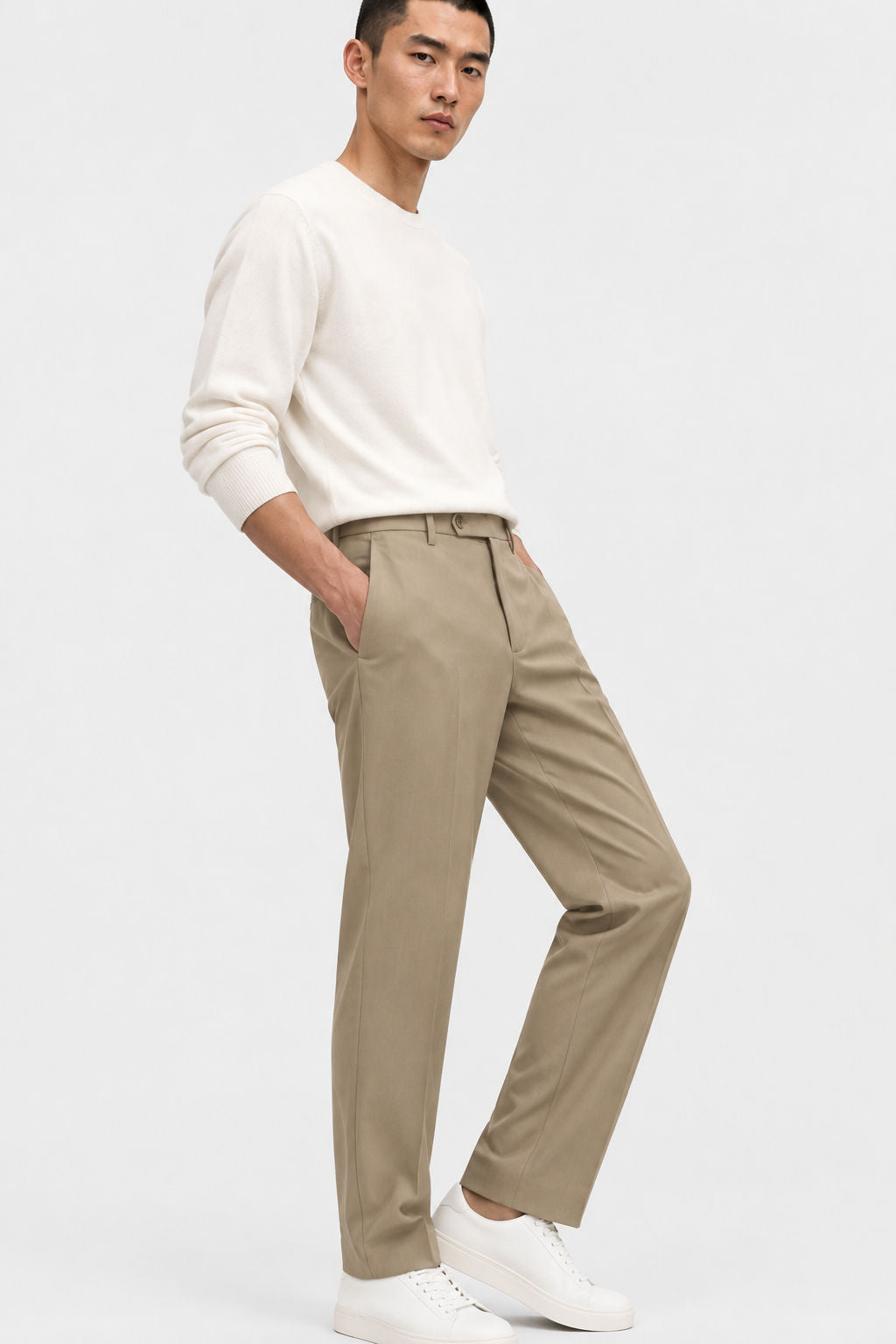 Khaki Solid Semi Slim Fit Half Sleeve Trouser product image