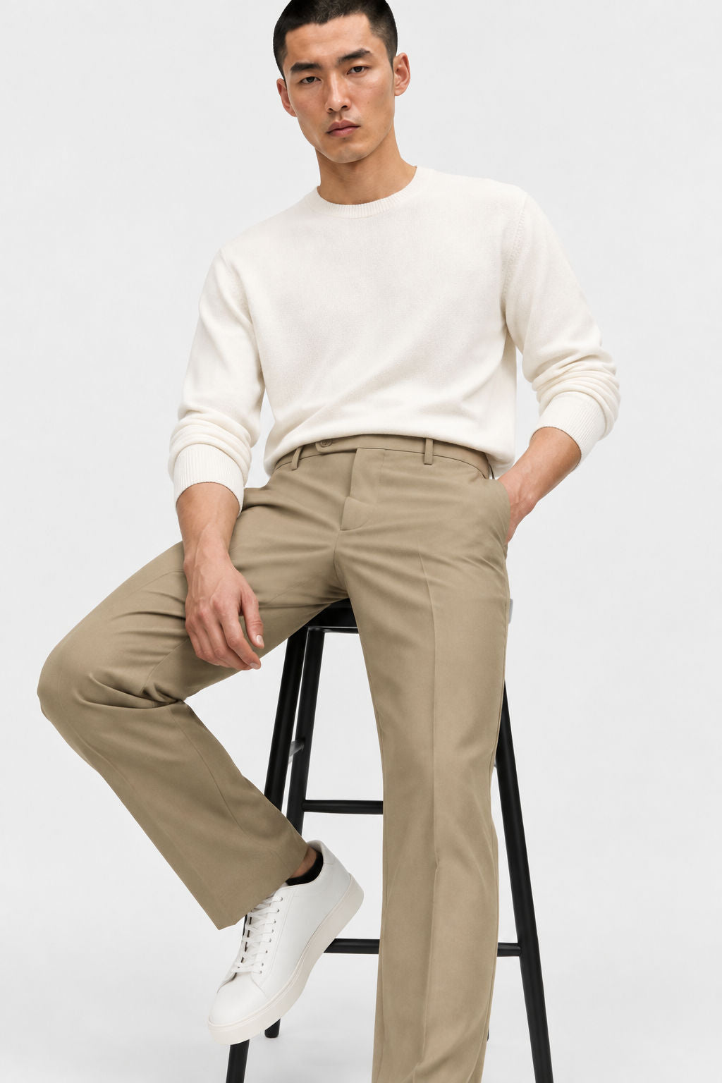 Khaki Solid Semi Slim Fit Half Sleeve Trouser product image