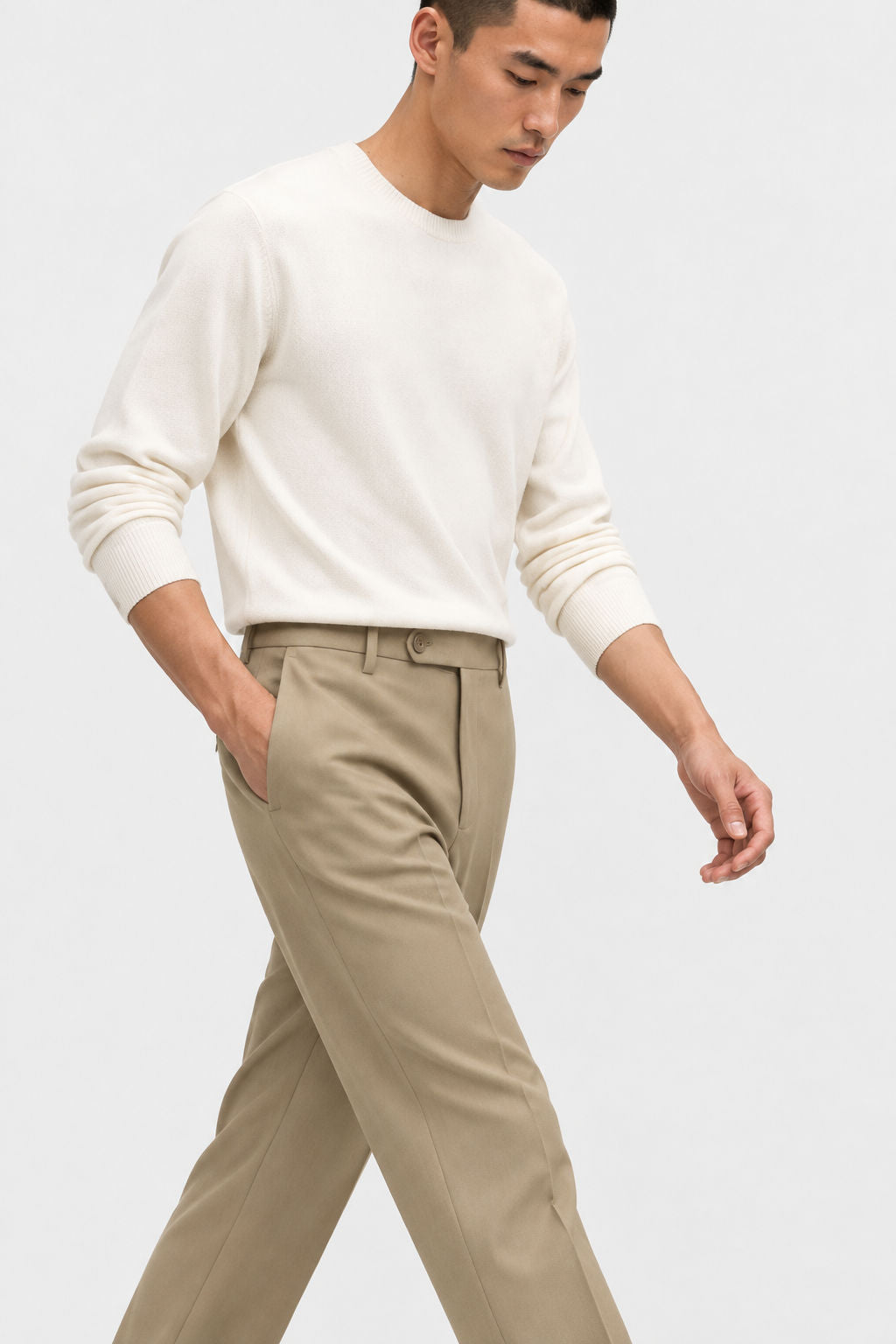 Khaki Solid Semi Slim Fit Half Sleeve Trouser product image