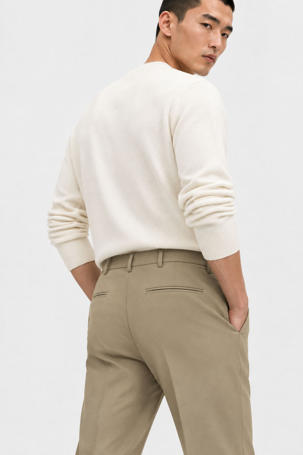 Khaki Solid Semi Slim Fit Half Sleeve Trouser product image