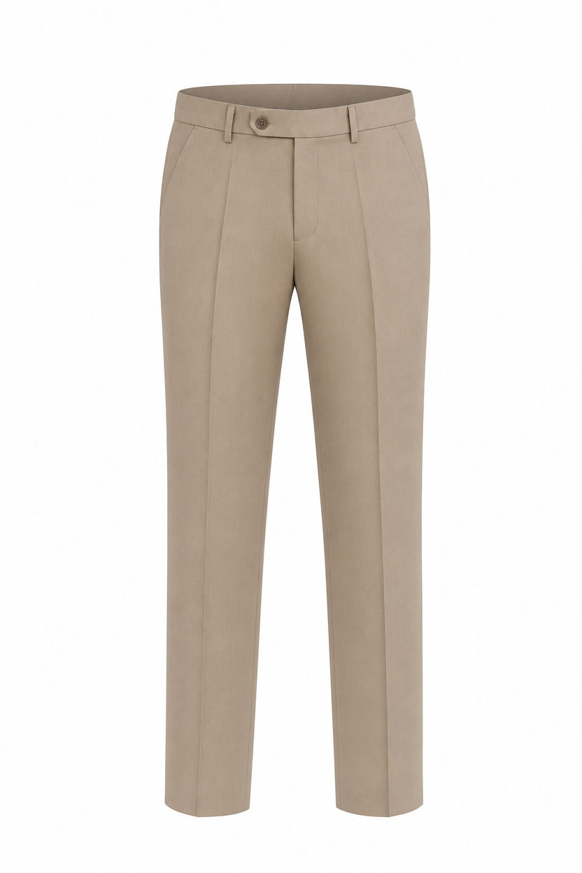 Khaki Solid Semi Slim Fit Half Sleeve Trouser product image