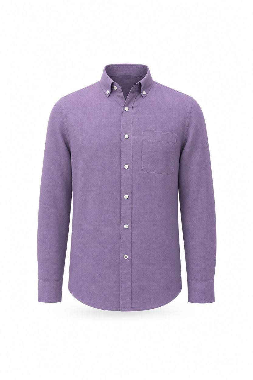 Lavender Solid Linen Semi Slim Fit Full Sleeve Shirt product image