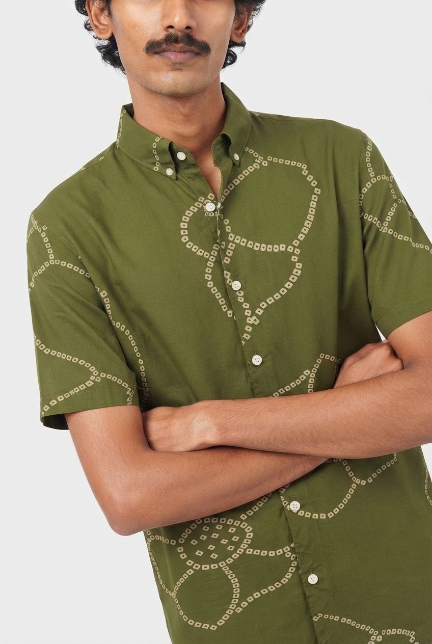 Light Green Printed Rayon Semi Slim Fit Shirt product image