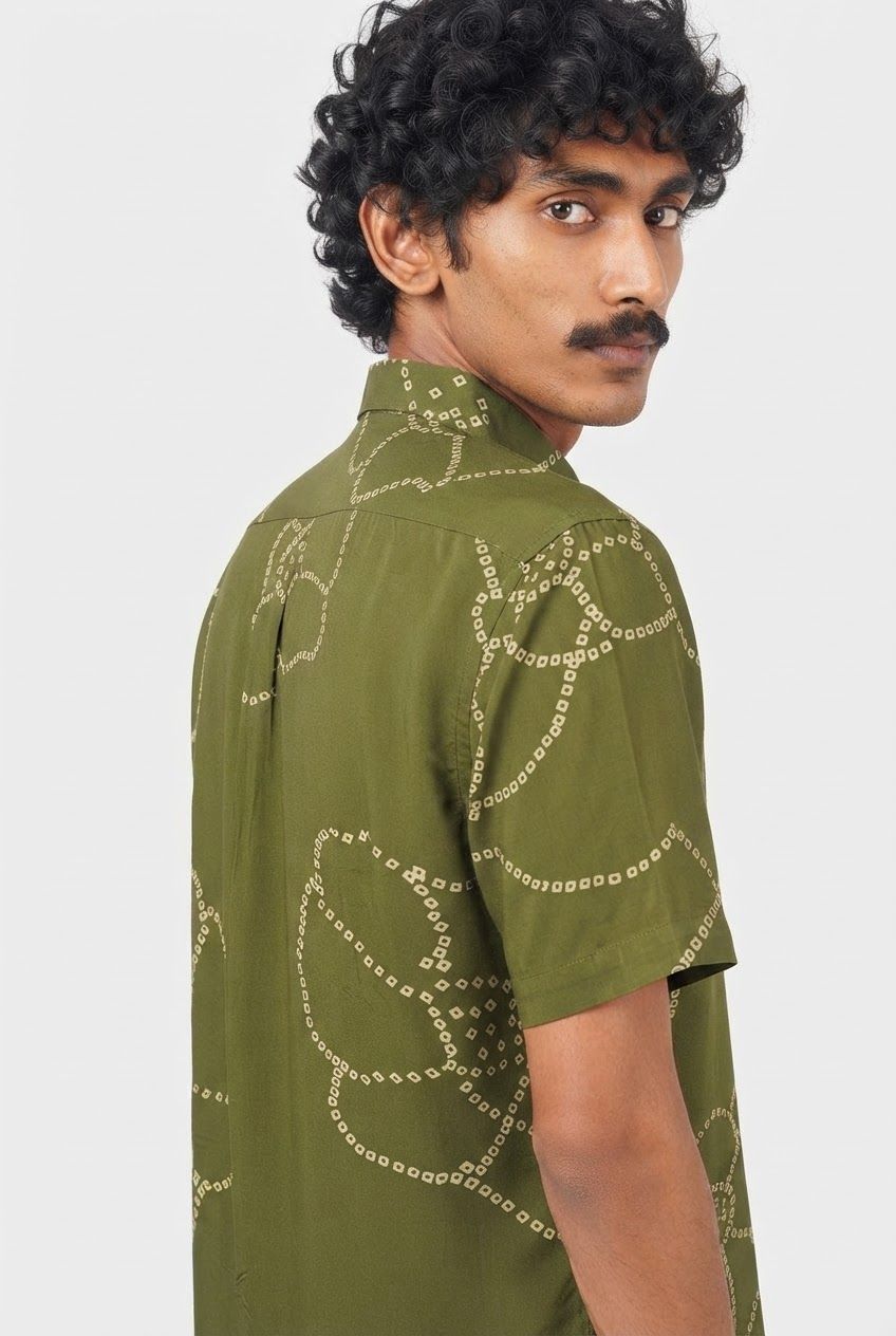 Light Green Printed Rayon Semi Slim Fit Shirt product image