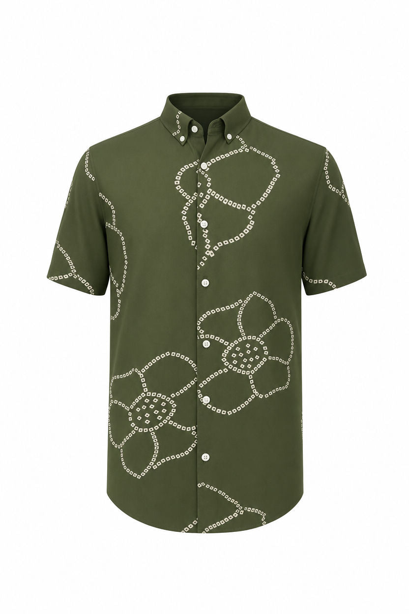 Light Green Printed Rayon Semi Slim Fit Shirt product image