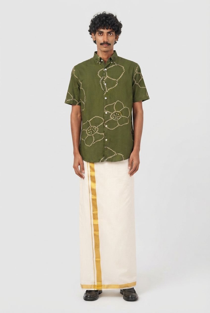 Light Green Printed Rayon Semi Slim Fit Shirt product image